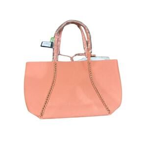 Badgley Mischka Decorative Chain Tote in “Coral” Vegan Leather – New With Tags!